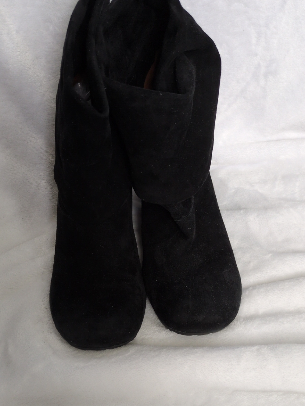 Gentle Souls Black Suede Mid-Calf Heeled Boots